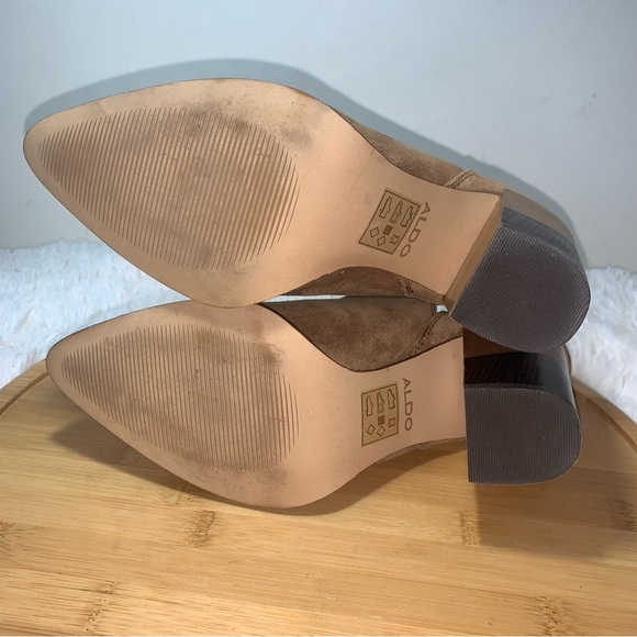 Aldo Kendall Women's Ankle Booties Light Brown Size 7.5 Suede Colourblock Heel - Picture 7 of 9